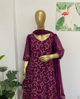 Wine embroidered anarkali - kasumi.in